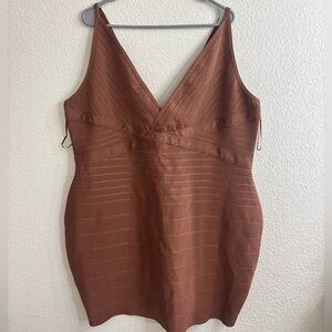 Fashion Nova NWT Brown Bandage Mini Dress Cocktail Y2K Trendy Dress Woman 3X